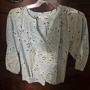 Ann Taylor Light Blue Patterned Blouse